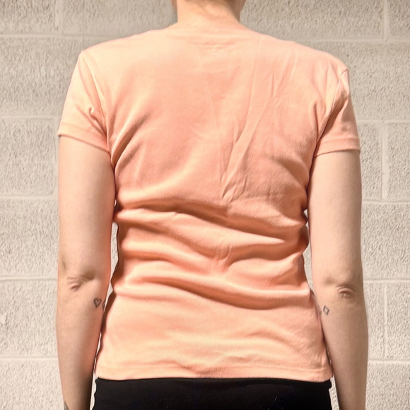 Tommy Hilfiger Salmon Pink Short Sleeve V-Neck Cotton T-Shirt Size S - Picture 2 of 5